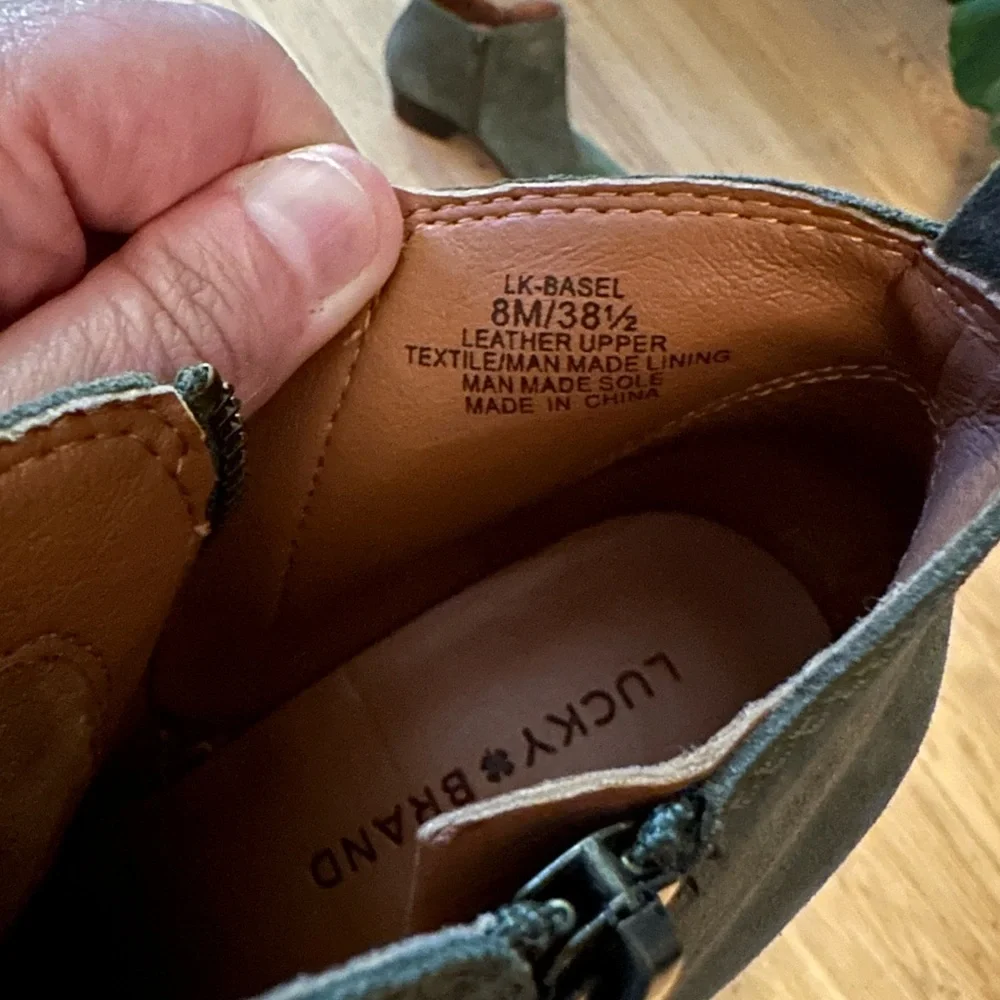 Lucky Brand Green Ankle Booties with Side Zipper - Picture 3 of 4